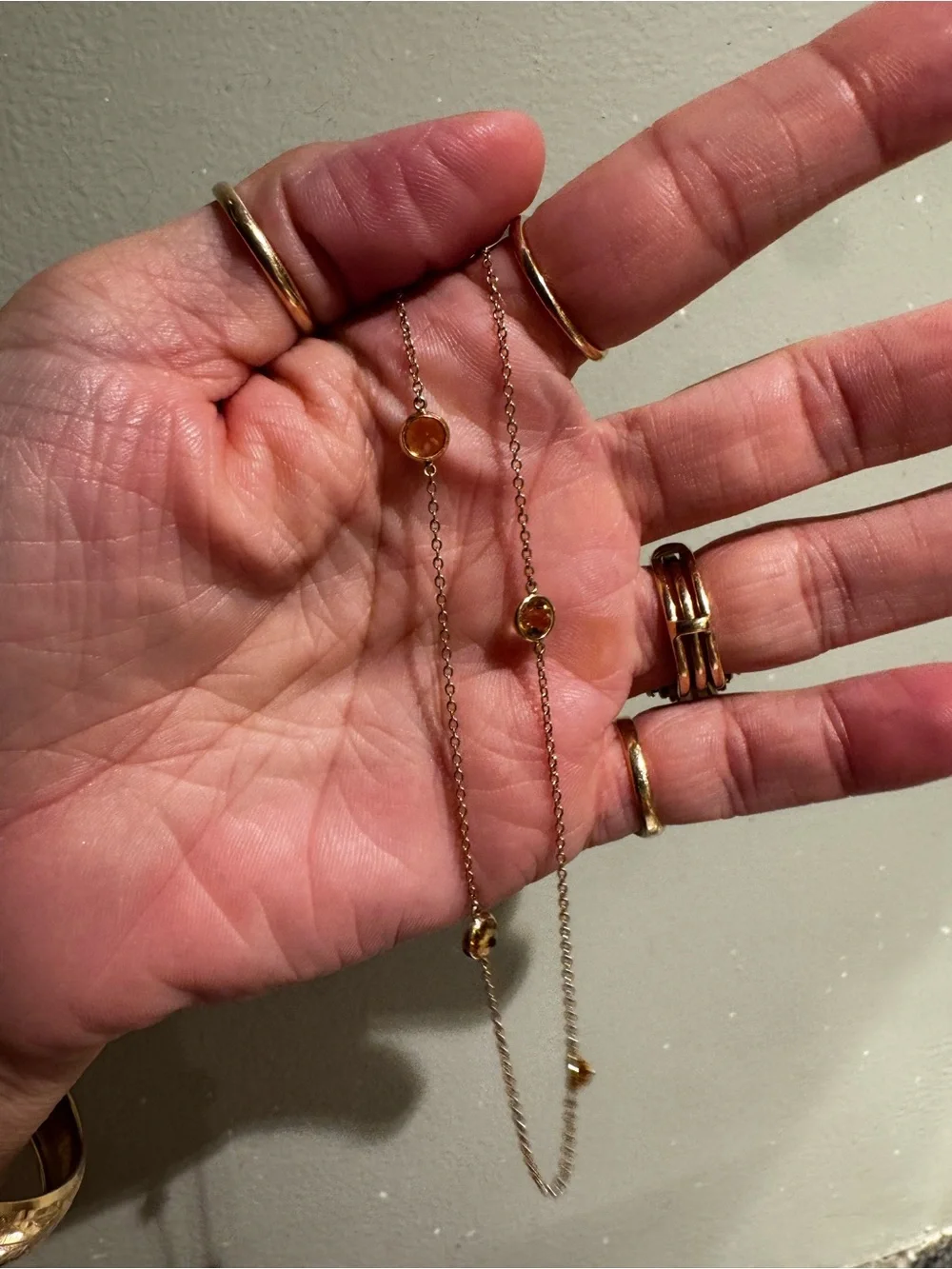 * FLASH SALE * 14 KT • Gold • Citrine Bezel Station Necklace